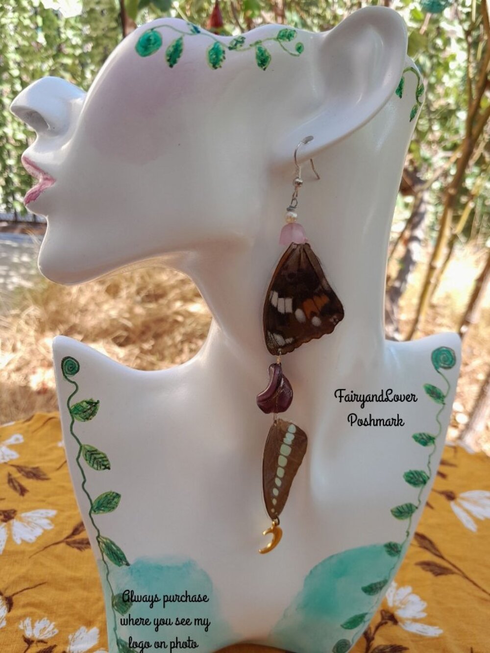 Fairycore Real Butterfly Wing Fairy earrings, Fairy costume accessory gift